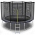 Батут EVO JUMP с внешней сеткой и лестницей, диаметр 12ft (синий) + нижняя сеть
